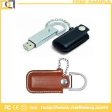 Impulsión promocional del flash del USB del cuero de la insignia de 8GB